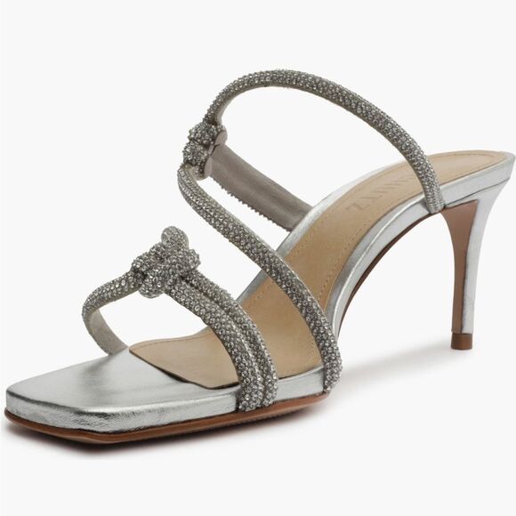 Schutz Lauryn Silver Rhinestone Sparkle Heeled Sandals Dressy Brand new in box - Picture 2 of 6
